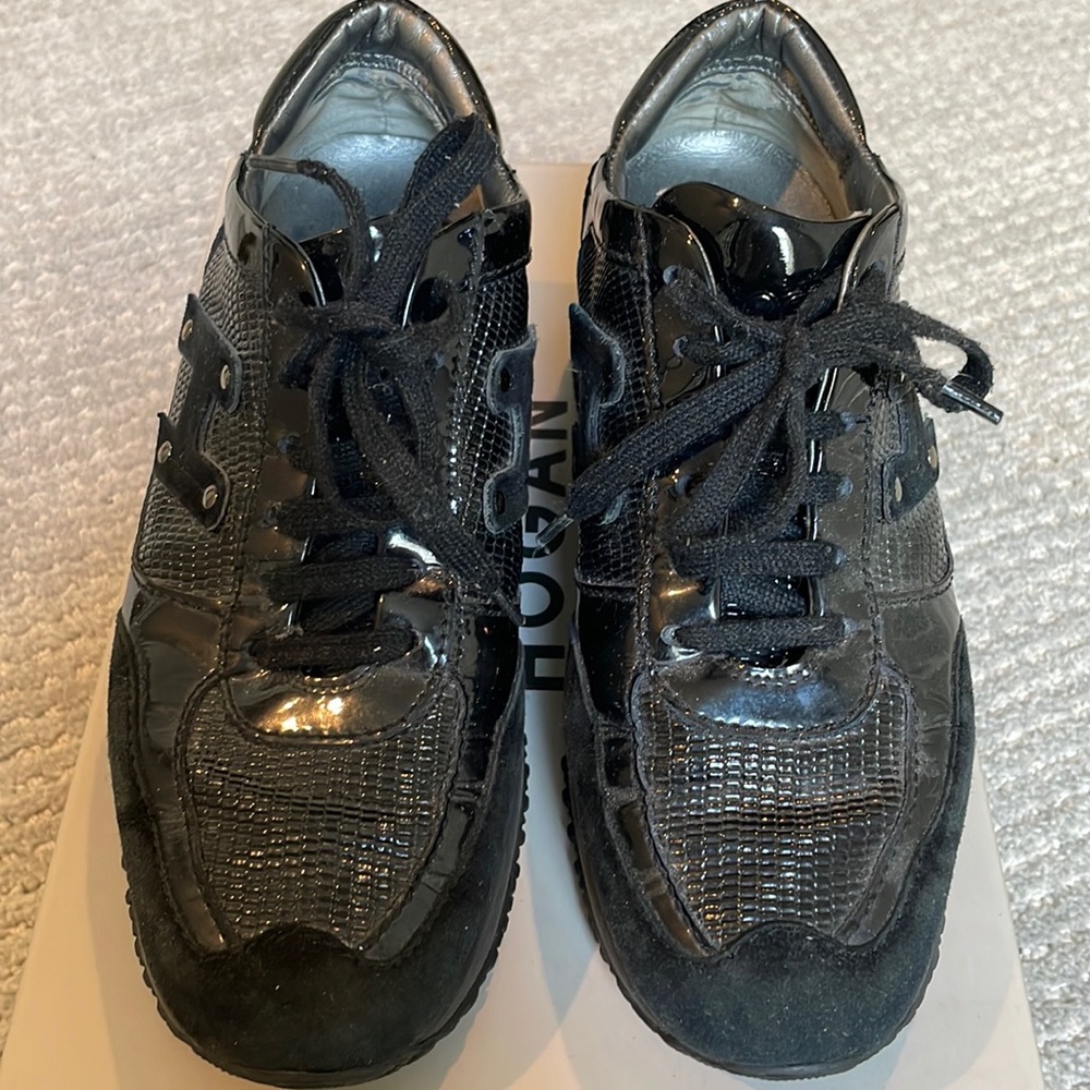 Hogan Black Suede and Patent Sneakers